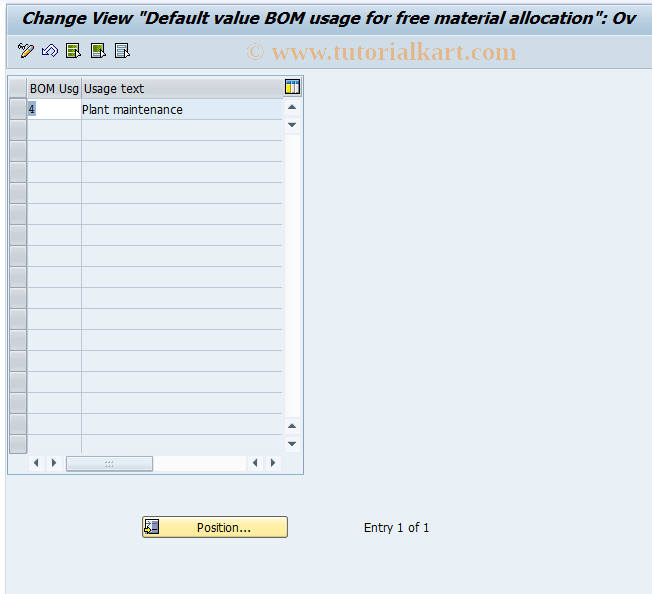 SAP TCode OILZ - BOM Usage Free Material Asssignment