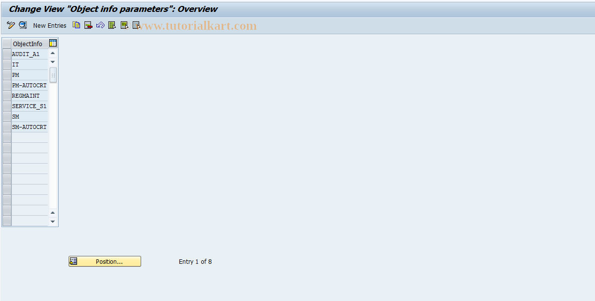 SAP TCode OIMD - Object Info Parameters