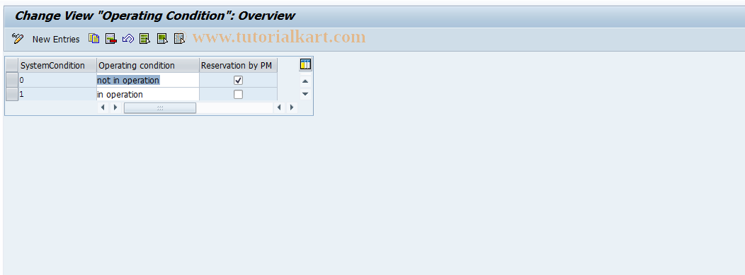 SAP TCode OIMM - Operating Condition