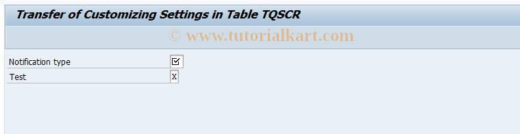SAP TCode OIMN - Customizing setting table TQSCR