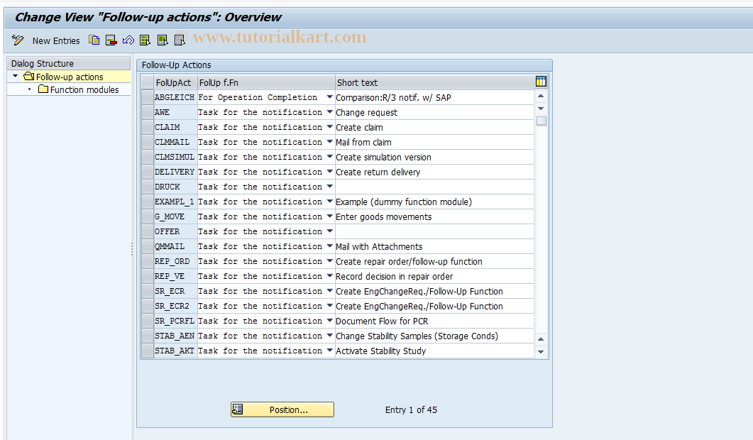 SAP TCode OIMX - Define follow-up actions for tasks