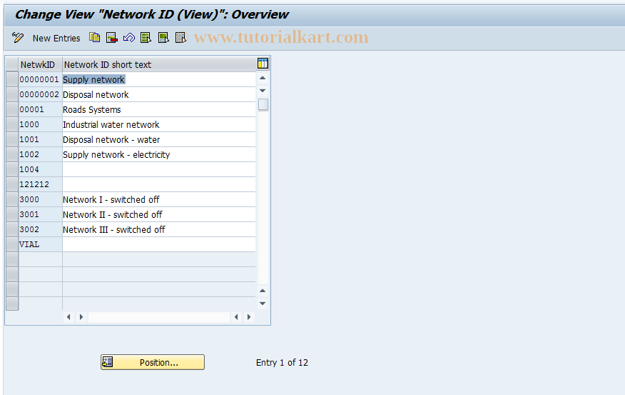 SAP TCode OINI - Network ID