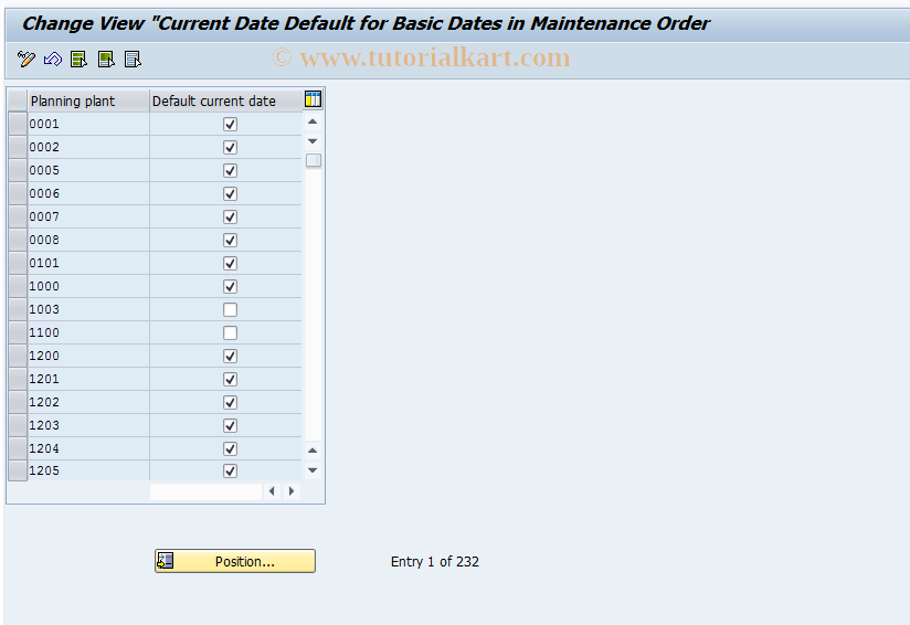 SAP TCode OIO8 - Default Current Date