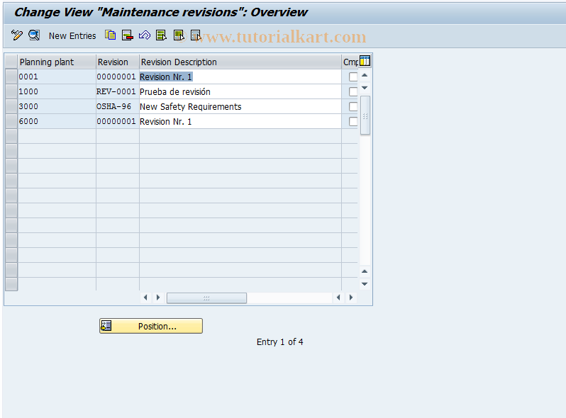 SAP TCode OIOB - Revisions