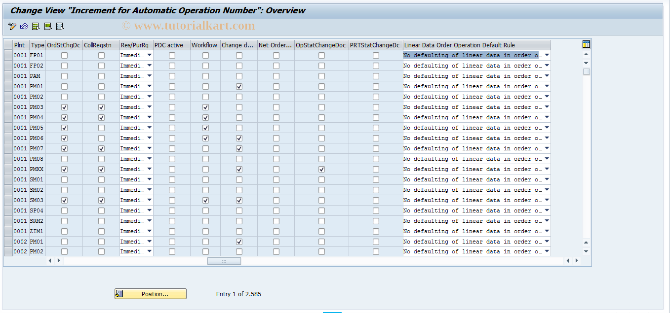 SAP TCode OIOE - Operation Number - AutoIncrement