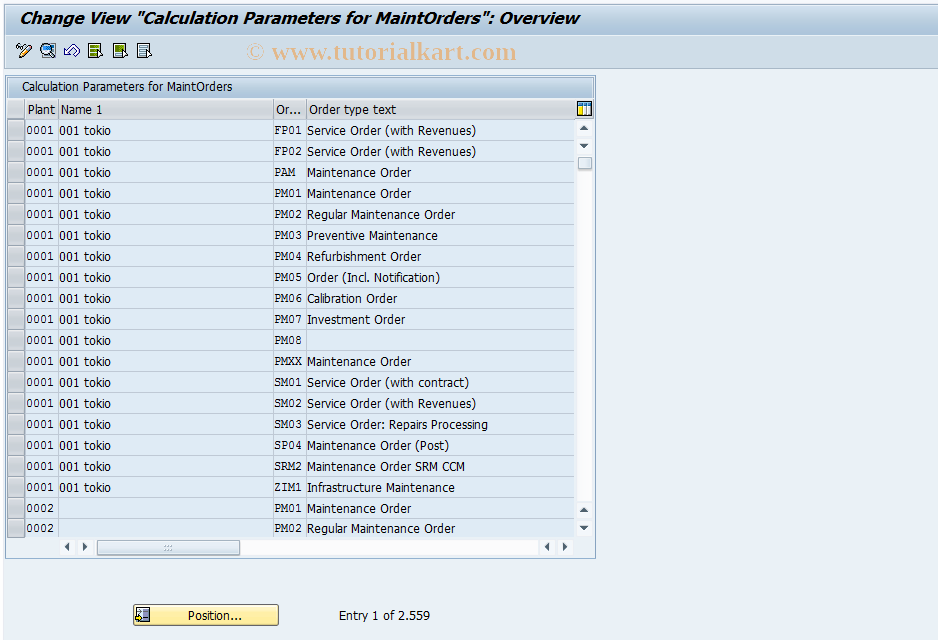 SAP TCode OIOF - Costing Parameters