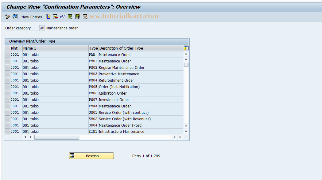 SAP TCode OIOR - Order Completion Confirmation