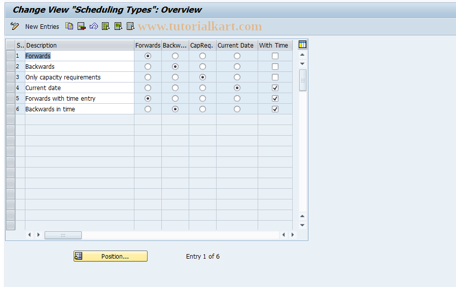 SAP TCode OIOT - Scheduling Type