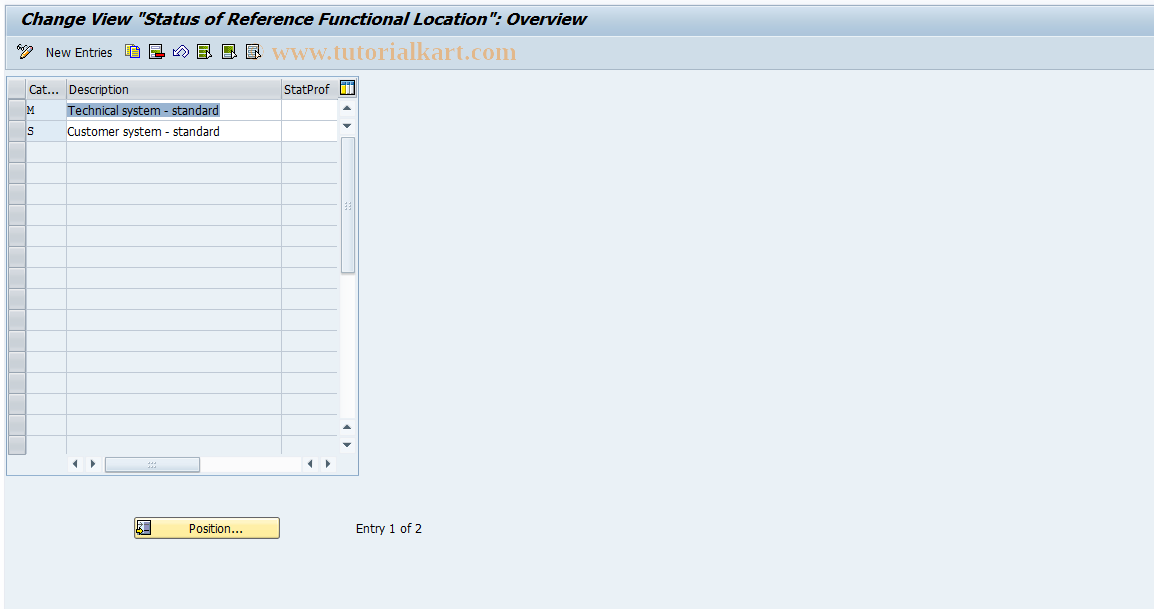 SAP TCode OIPR - RefFunctLocation Categories