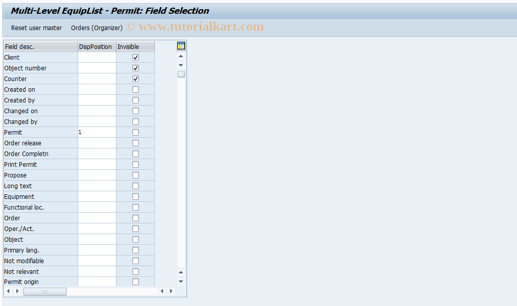 SAP TCode OIRC - Multi-Level EquipList - Permit