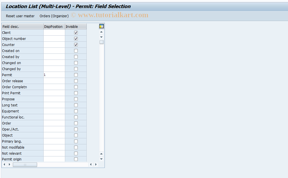 SAP TCode OIRI - Location List (Multi-Level) - Permit