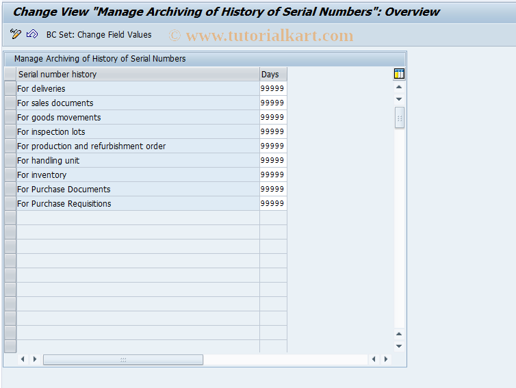 SAP TCode OIS5 - Archive Serial Number History