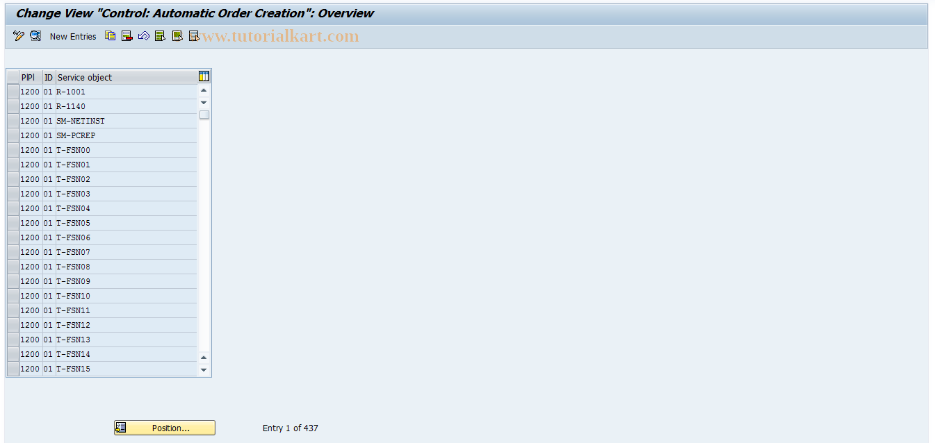 SAP TCode OISC - Generation of PM Orders