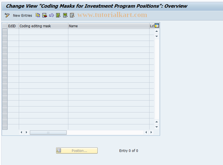 SAP TCode OIT2 - Coding Masks for Invoice  Prog. Position