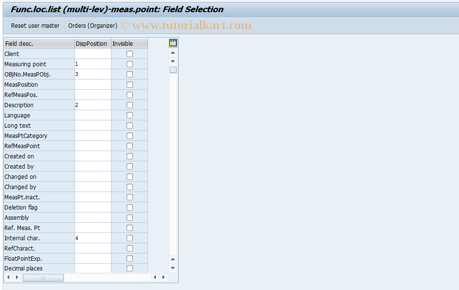 SAP TCode OIUO - Func.loc.list (multi-lev)-meas.point