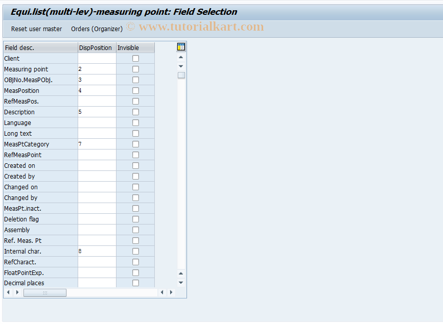 SAP TCode OIUQ - Equi.list(multi-lev)-measuring point