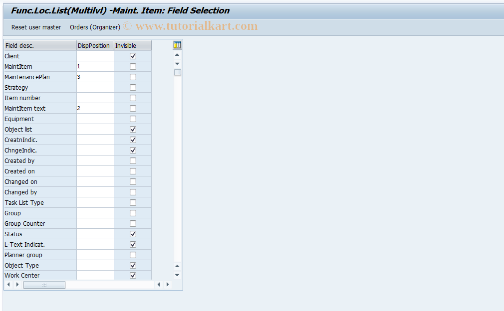 SAP TCode OIUX5 - Func.Location List(Multilvl) -Maintenance Item