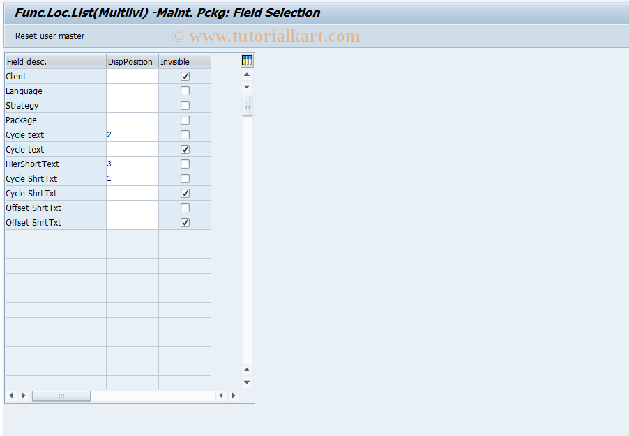 SAP TCode OIUX7 - Func.Location List(Multilvl) -Maintenance Pckg