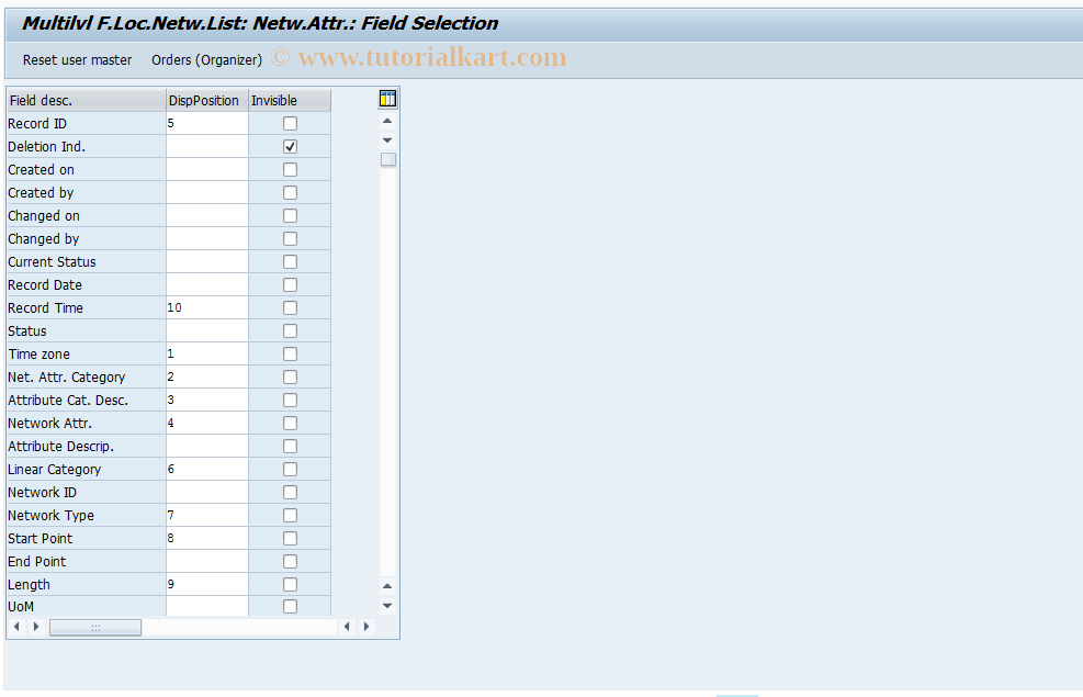 SAP TCode OIUXH - Multilvl F.Location Network List: Network Attr.