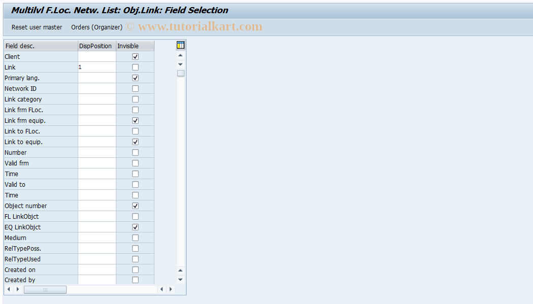 SAP TCode OIUXI - Multilvl F.Location Network List: Object Link