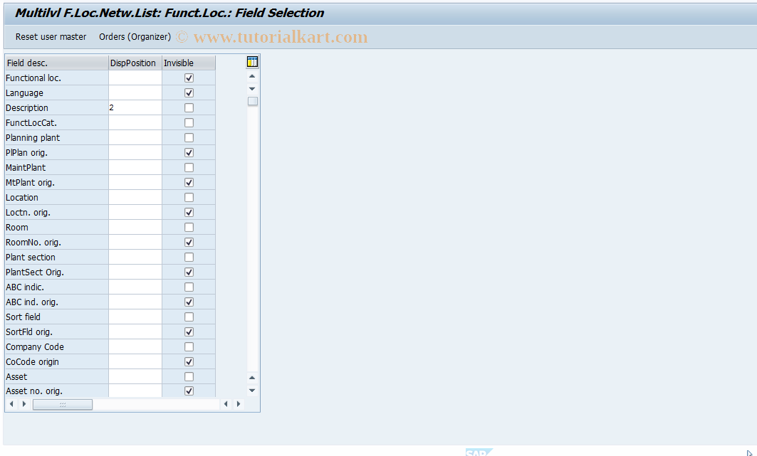 SAP TCode OIUXJ - Multilvl F.Location Network List: Funct.Location 