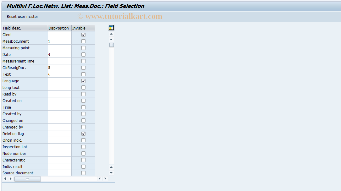 SAP TCode OIUXN - Multilvl F.Location Network List: Meas.Document 