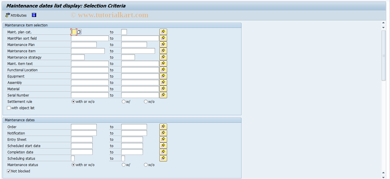 SAP TCode OIW5 - Maintenance dates list display