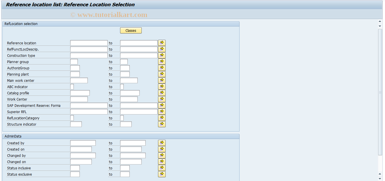 SAP TCode OIW7 - Reference location list