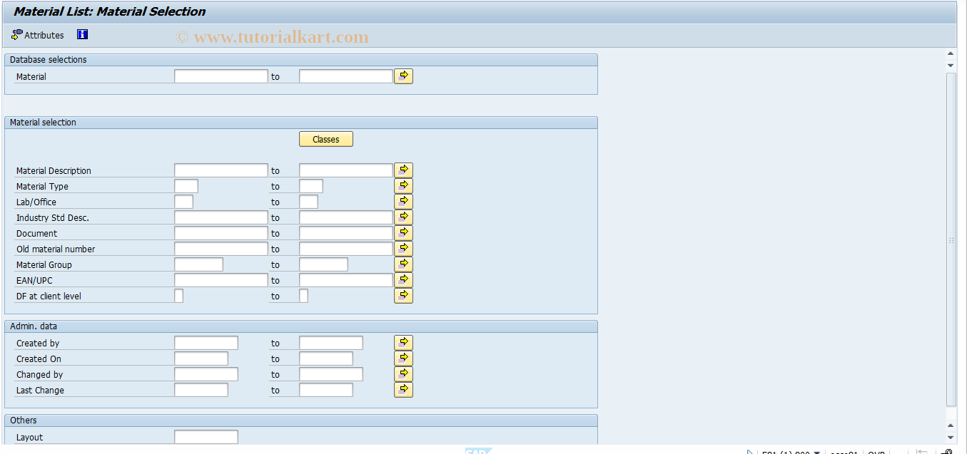 SAP TCode OIW8 - Material List