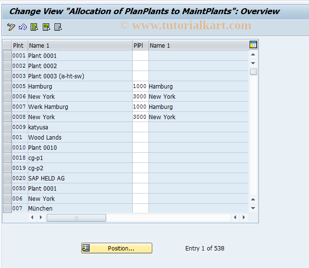 SAP TCode OIX1 - Allocn PlanPlant to MaintPlant
