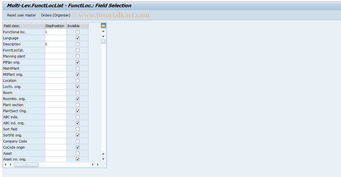 SAP TCode OIX2 - Multi-Lev.FunctLocList - FunctLocation 