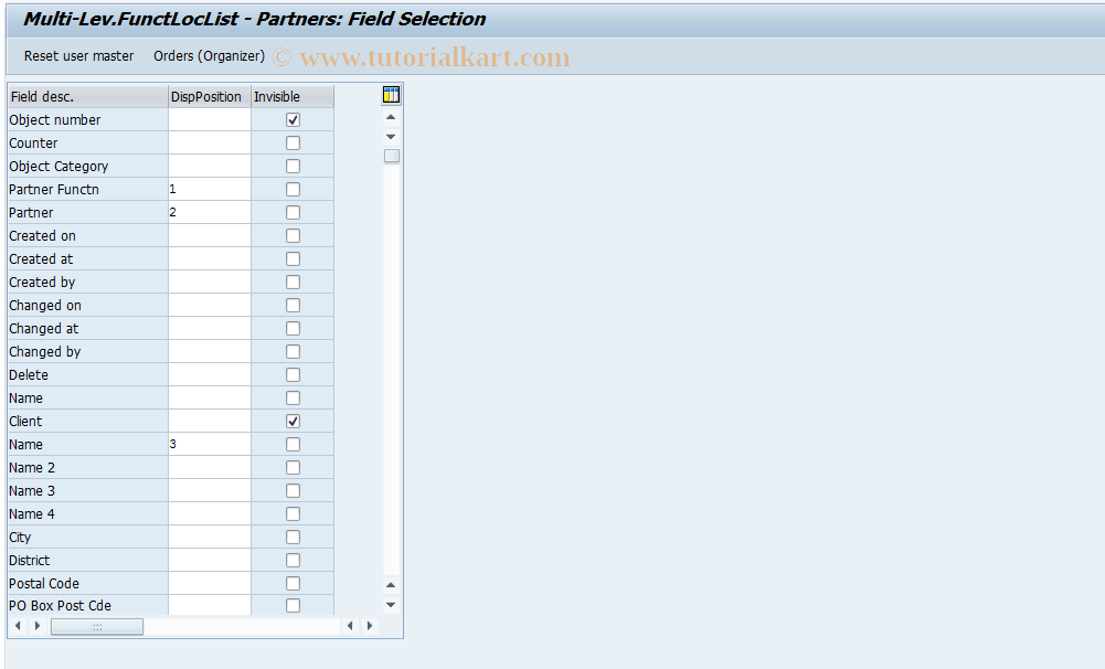 SAP TCode OIX5 - Multi-Lev.FunctLocList - Partners