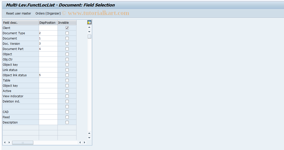 SAP TCode OIXA - Multi-Lev.FunctLocList - Document
