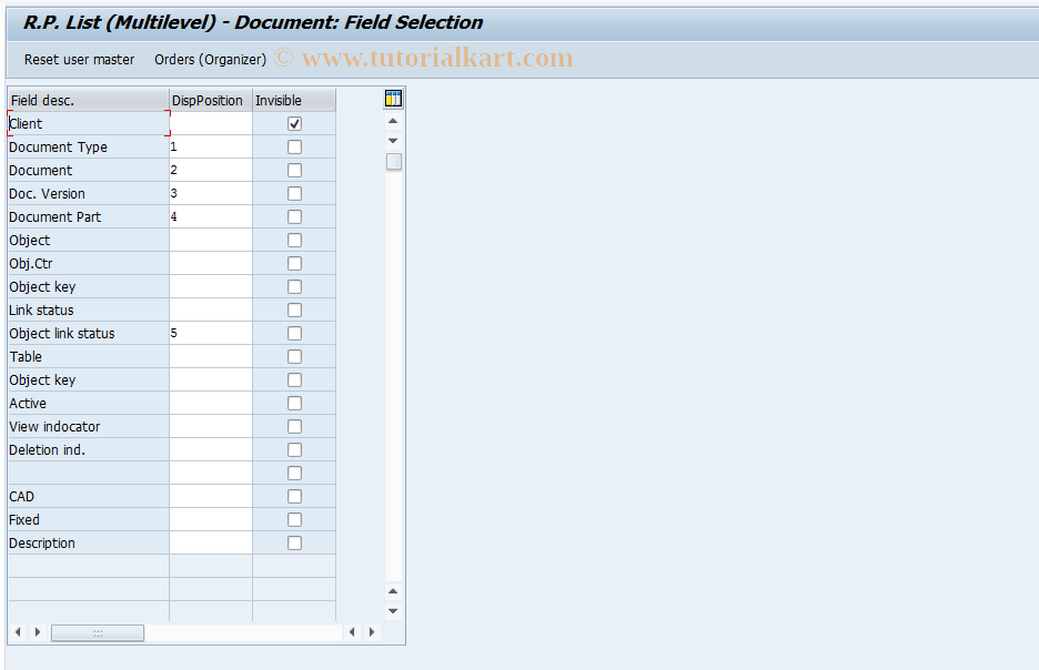 SAP TCode OIXAR - R.P. List (Multilevel) - Document