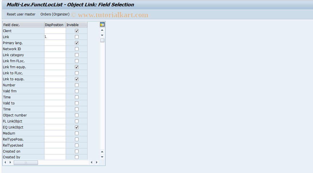 SAP TCode OIXB - Multi-Lev.FunctLocList - Object Link