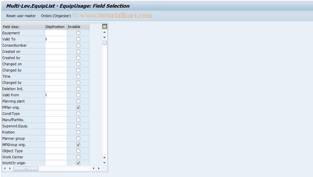 SAP TCode OIXD - Multi-Lev.EquipList - EquipUsage