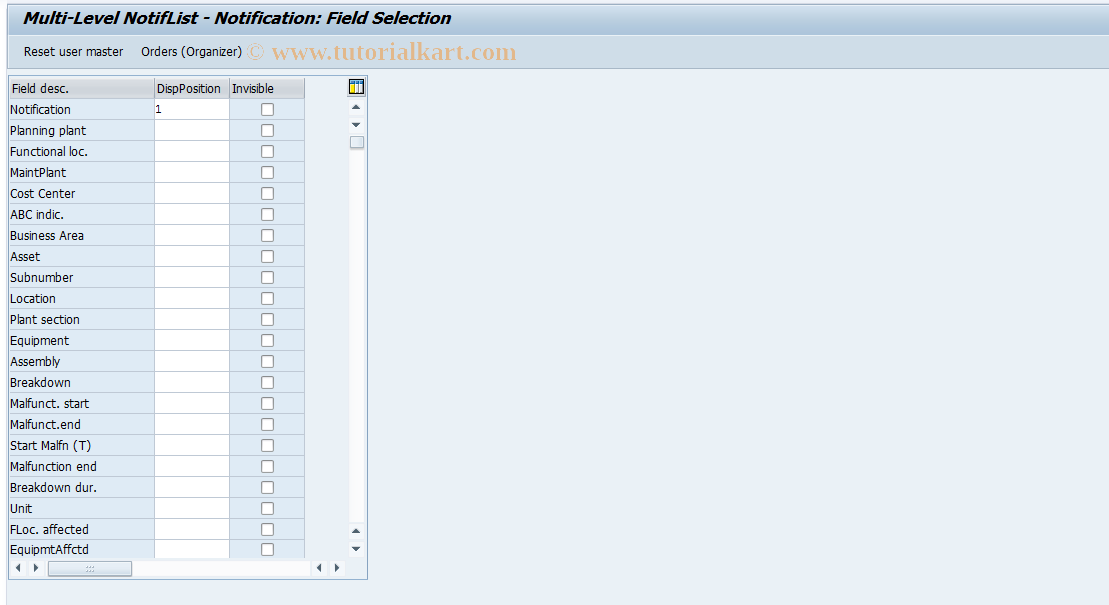 SAP TCode OIXM - Multi-Level NotifList - Notification