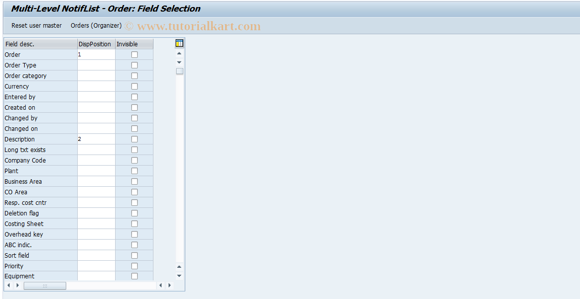 SAP TCode OIXV - Multi-Level NotifList - Order