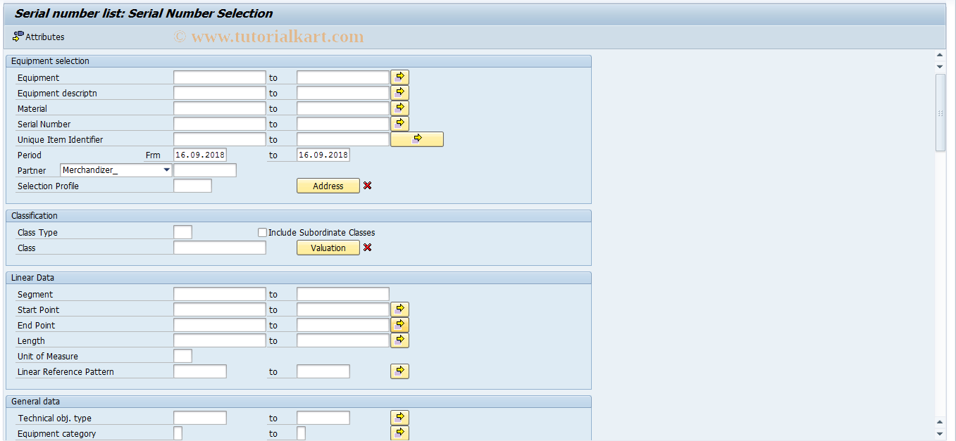 SAP TCode OIYH - Serial number list