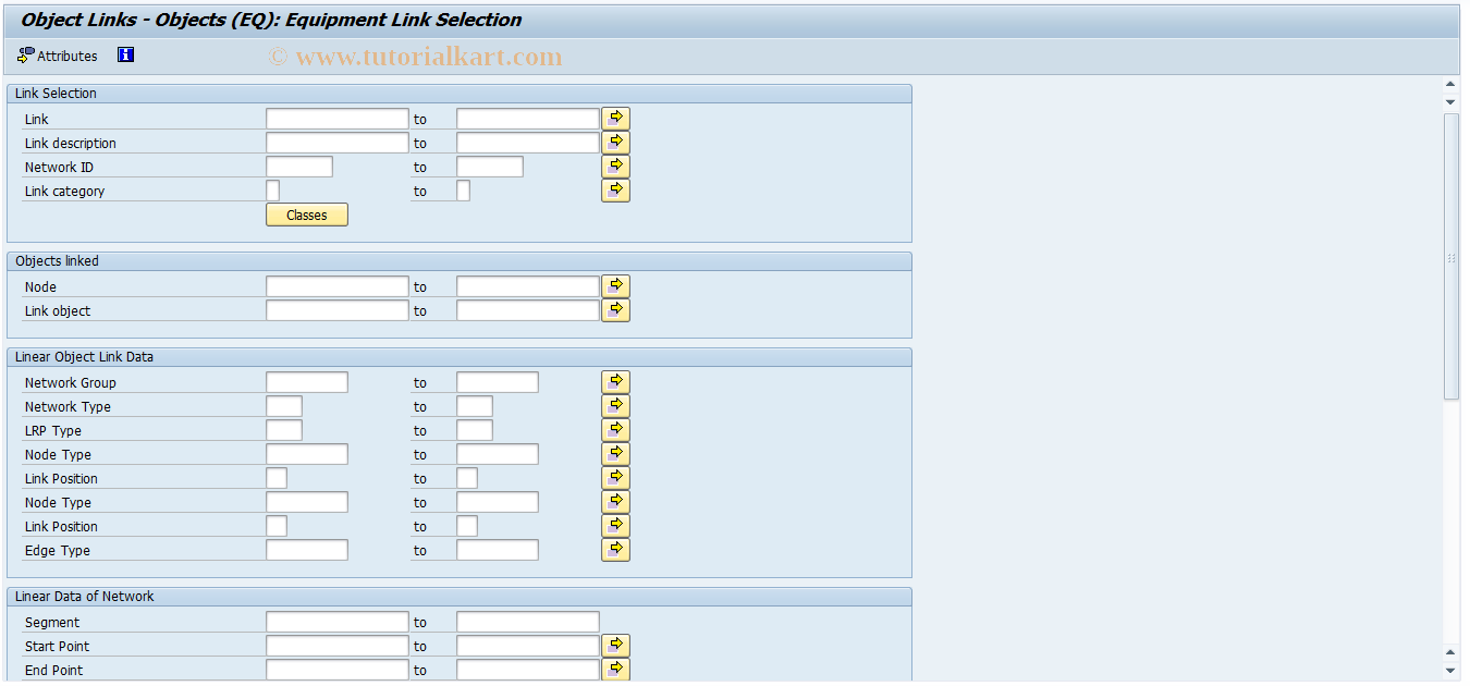 SAP TCode OIYJ - Object Links - Objects (EQ)