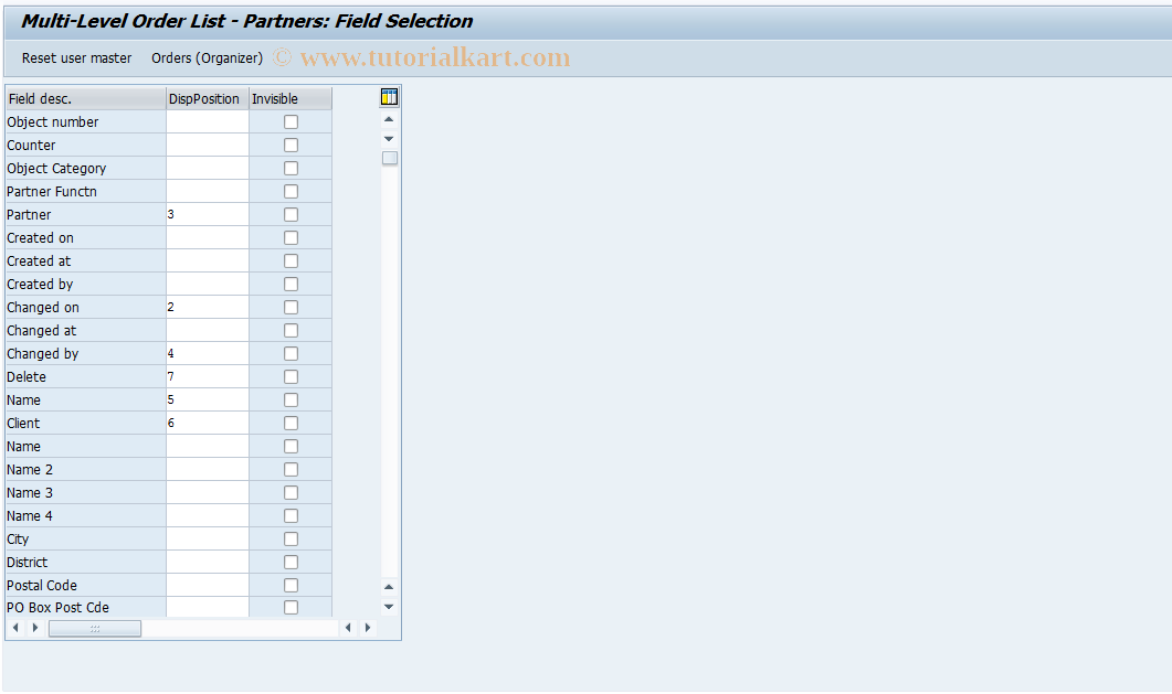 SAP TCode OIYP - Multi-Level Order List - Partners
