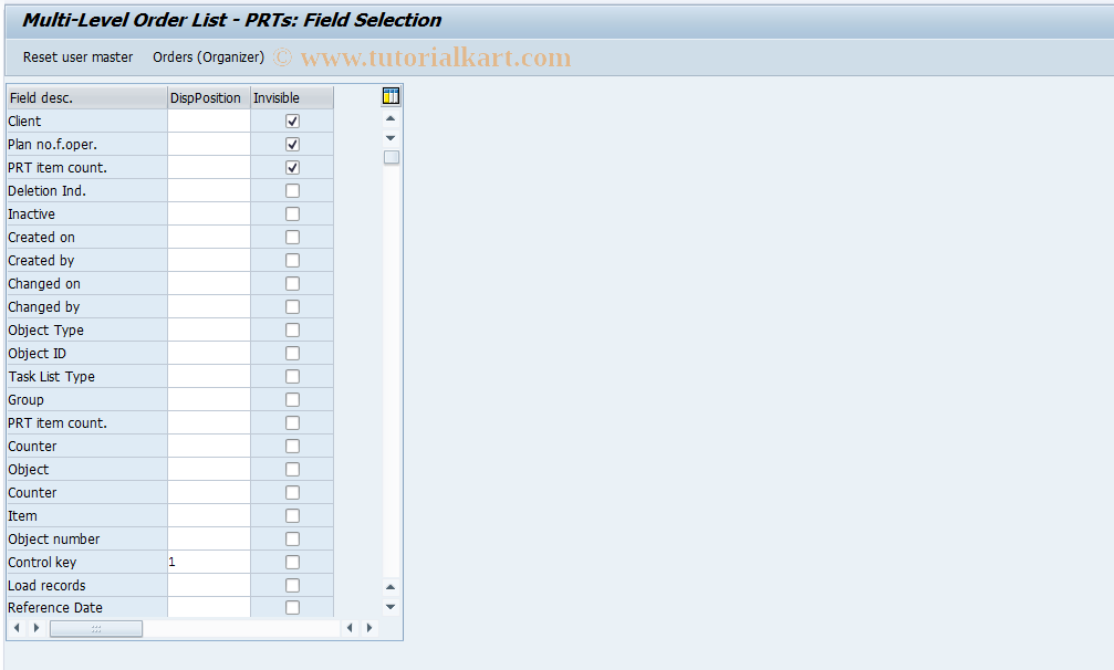 SAP TCode OIYT - Multi-Level Order List - PRTs