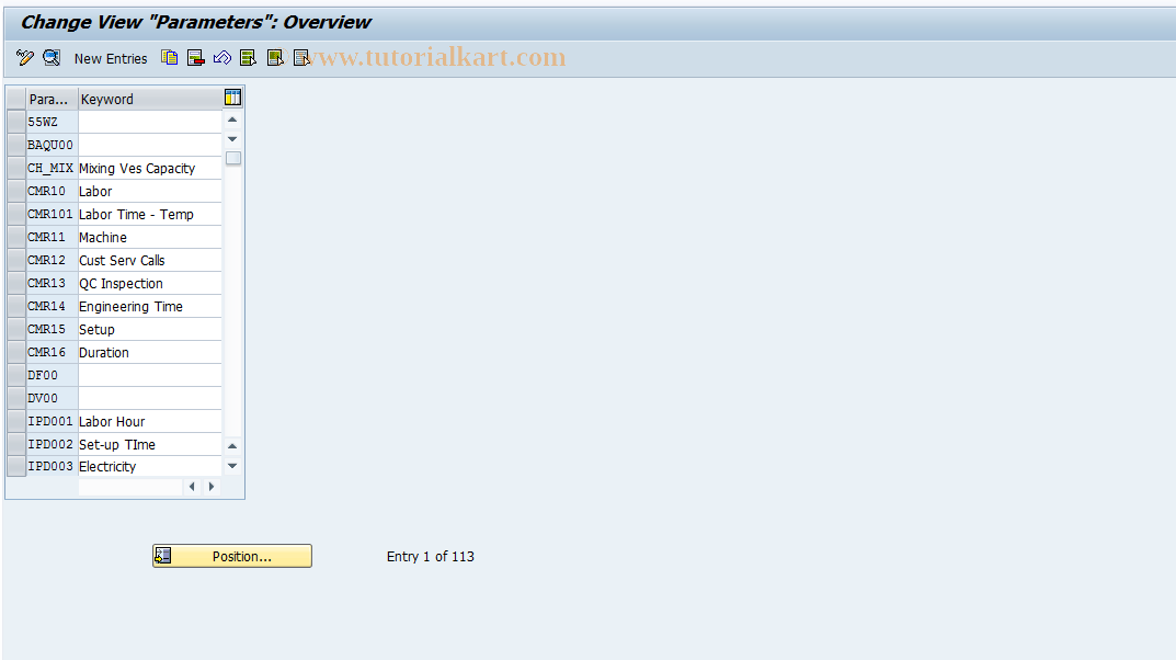 SAP TCode OIZL - Formula Parameters