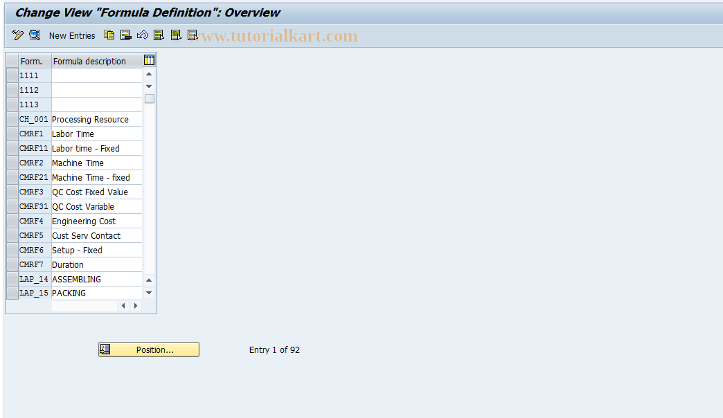 SAP TCode OIZM - Formula Definition