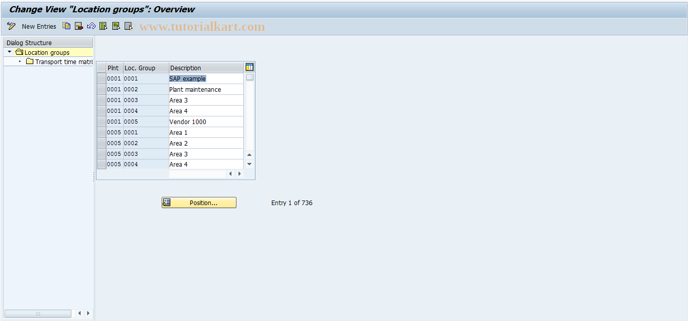 SAP TCode OIZS - Maintain Transport Times Matrix