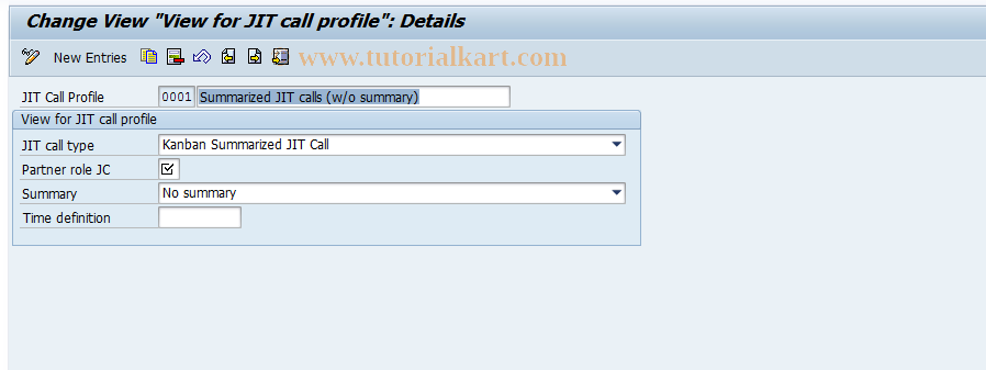 SAP TCode OJI2 - JIT Call Profile