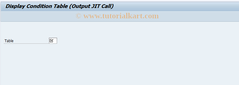 SAP TCode OJIN1 - Maintain Condition Table: Sum. JIT Call
