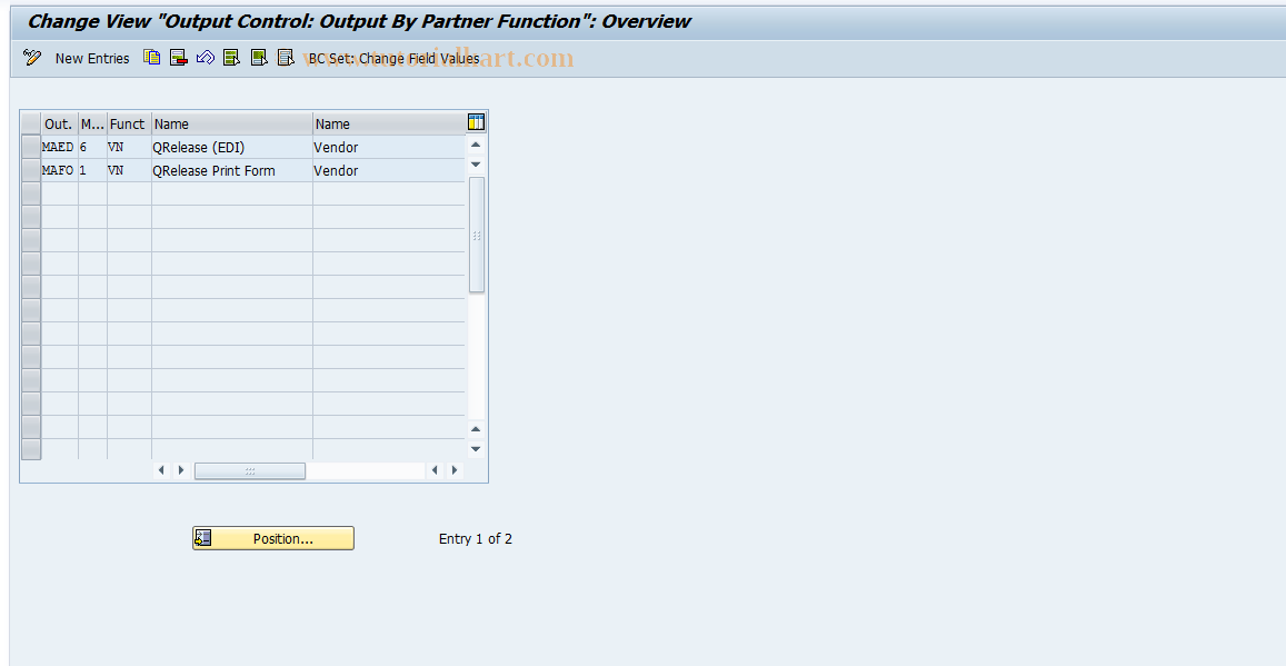 SAP TCode OJIN5 - Maintain Partner Role: Sum. JIT Call