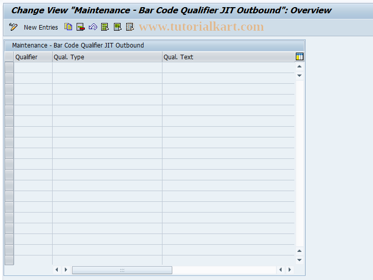 SAP TCode OJIT63 - Barcode Qualifier JIT Outbound