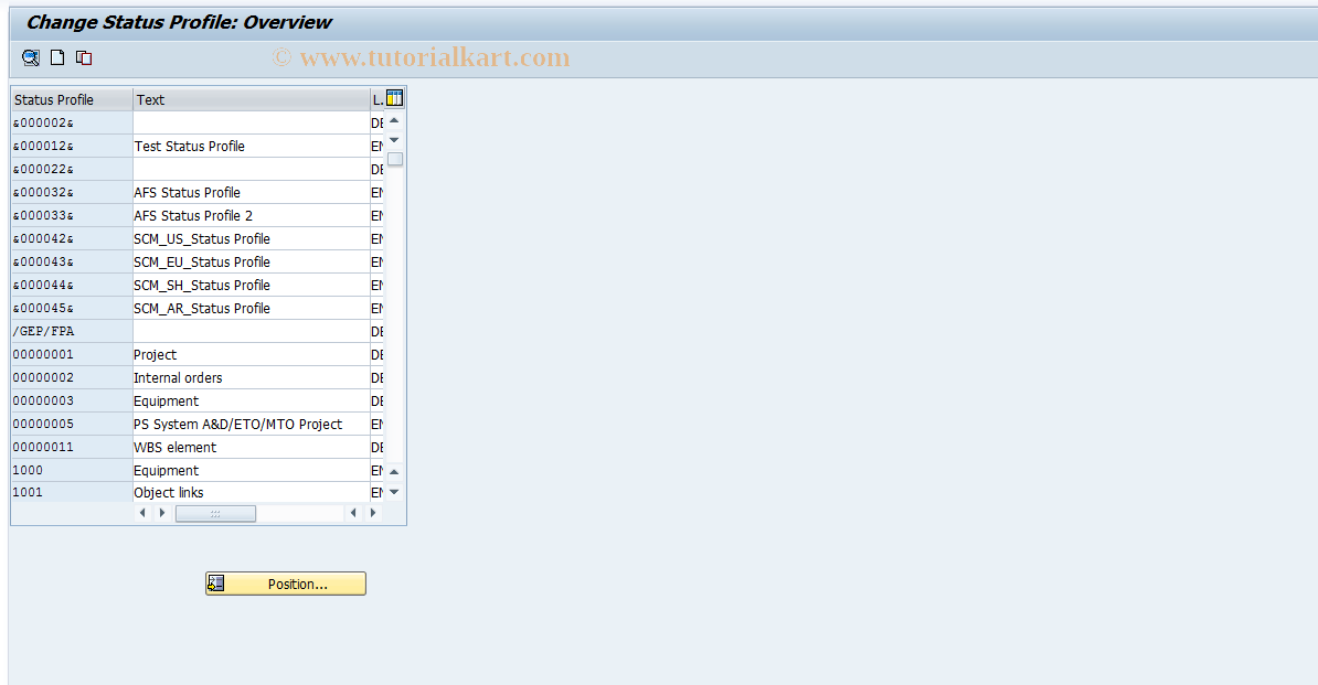 SAP TCode OK02 - Maintain Status Profiles